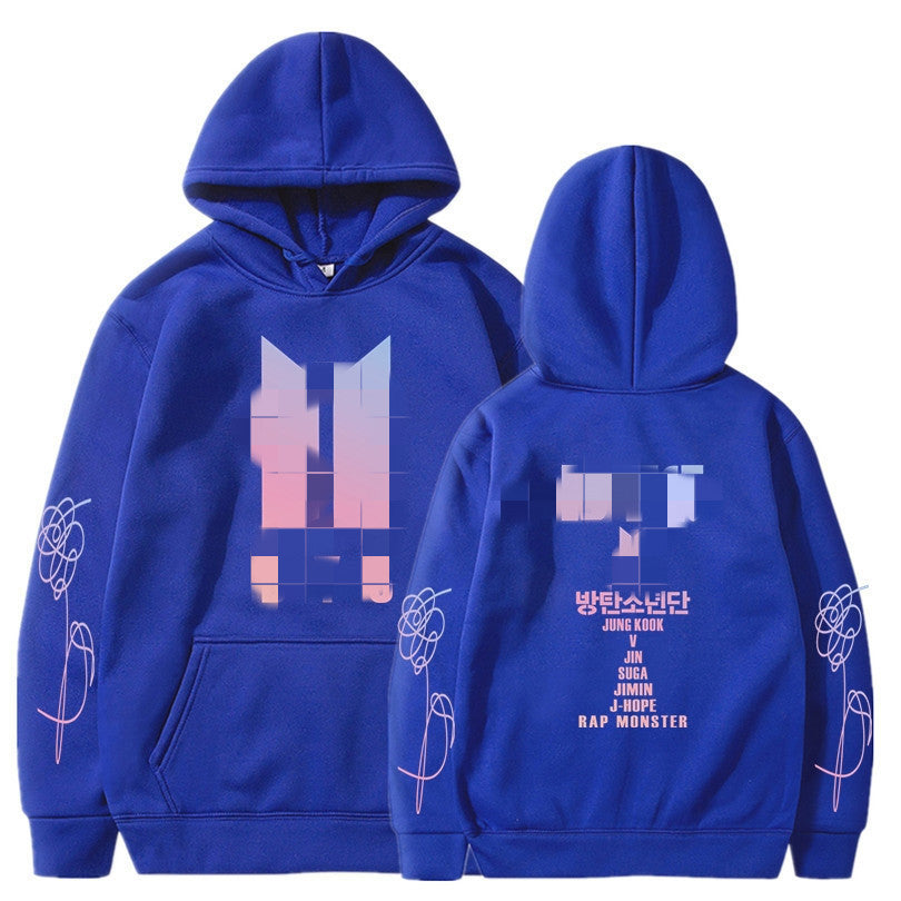 Hooded Sweatshirt with BTS Print for Men and Women, Casual Sports Style