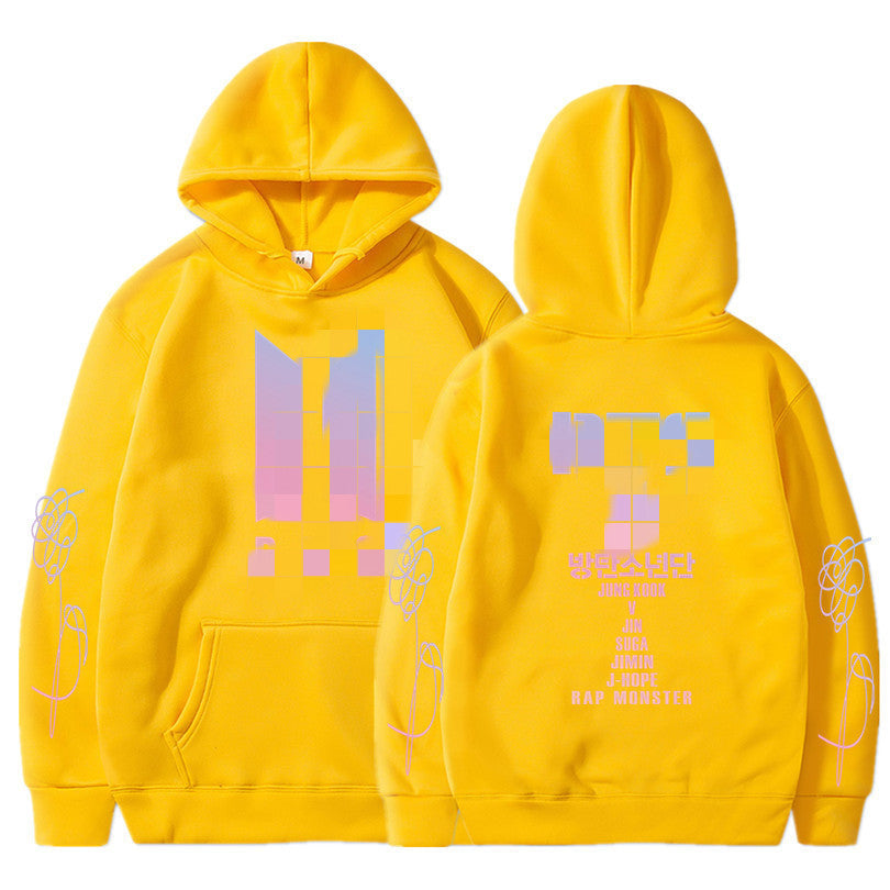 Hooded Sweatshirt with BTS Print for Men and Women, Casual Sports Style