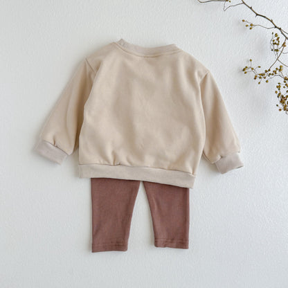 Cartoon long sleeved hoodie and casual pants set