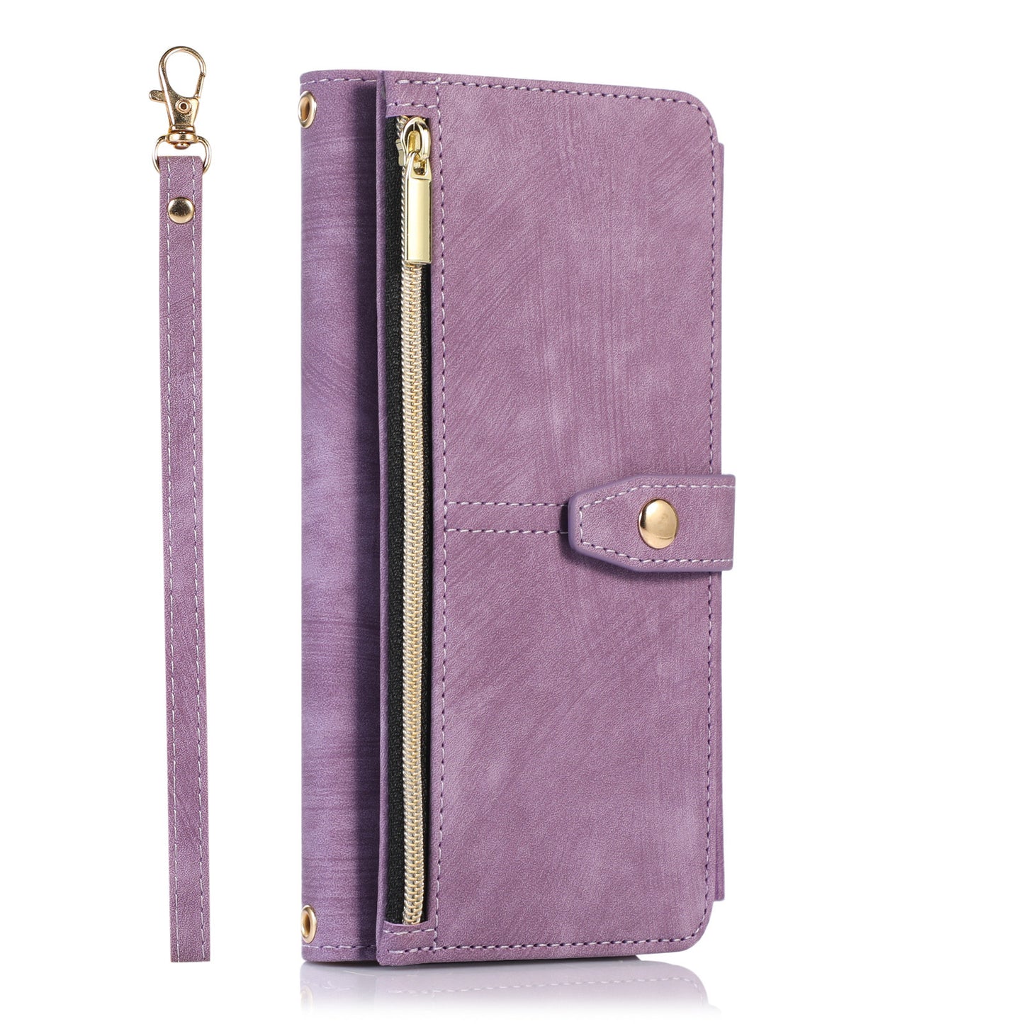 Suitable for IP14PROMAX multi slot zipper bag, Apple 13pro diagonal cross phone protective case, flip cover leather case