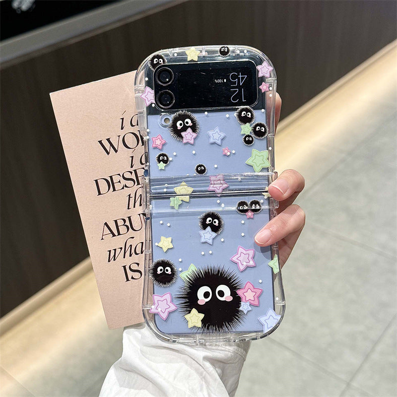 Jolie coque de téléphone pliable taille fine avec boule de charbon pour Samsung Galaxy Z Flip 4/5/6/7