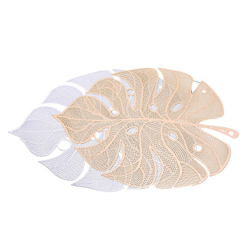 Nappe de table moderne minimaliste estampée et évidée, nappe de table minimaliste en forme de feuille, nappe de bol