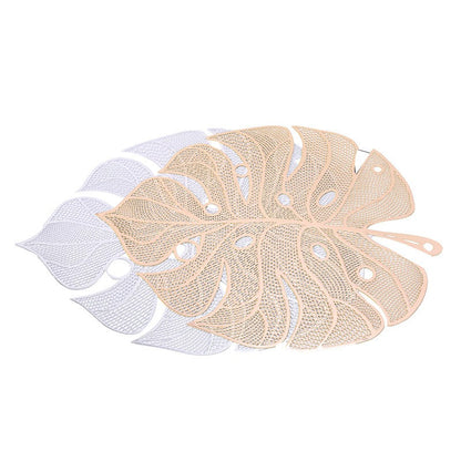 Nappe de table moderne minimaliste estampée et évidée, nappe de table minimaliste en forme de feuille, nappe de bol