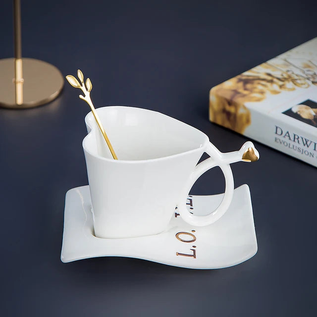Tasse à café nordique, maison, luxe léger, tasses à oreilles, amour, en céramique, pour petit-déjeuner, ensemble de tasses à haute valeur, tasses à thé, vaisselle