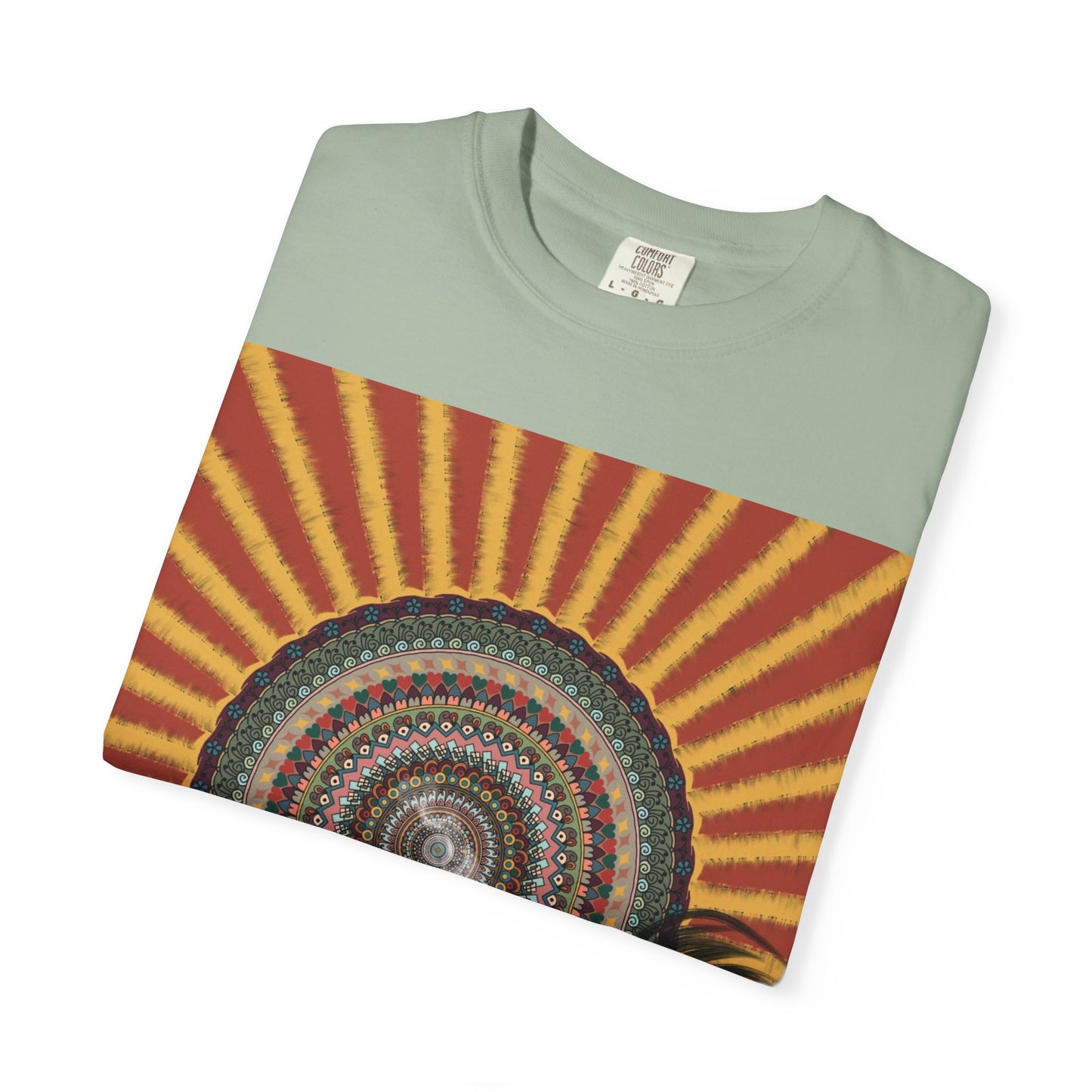 Sunburst Mandala T-shirt | Retro Radiant Spiral Graphic