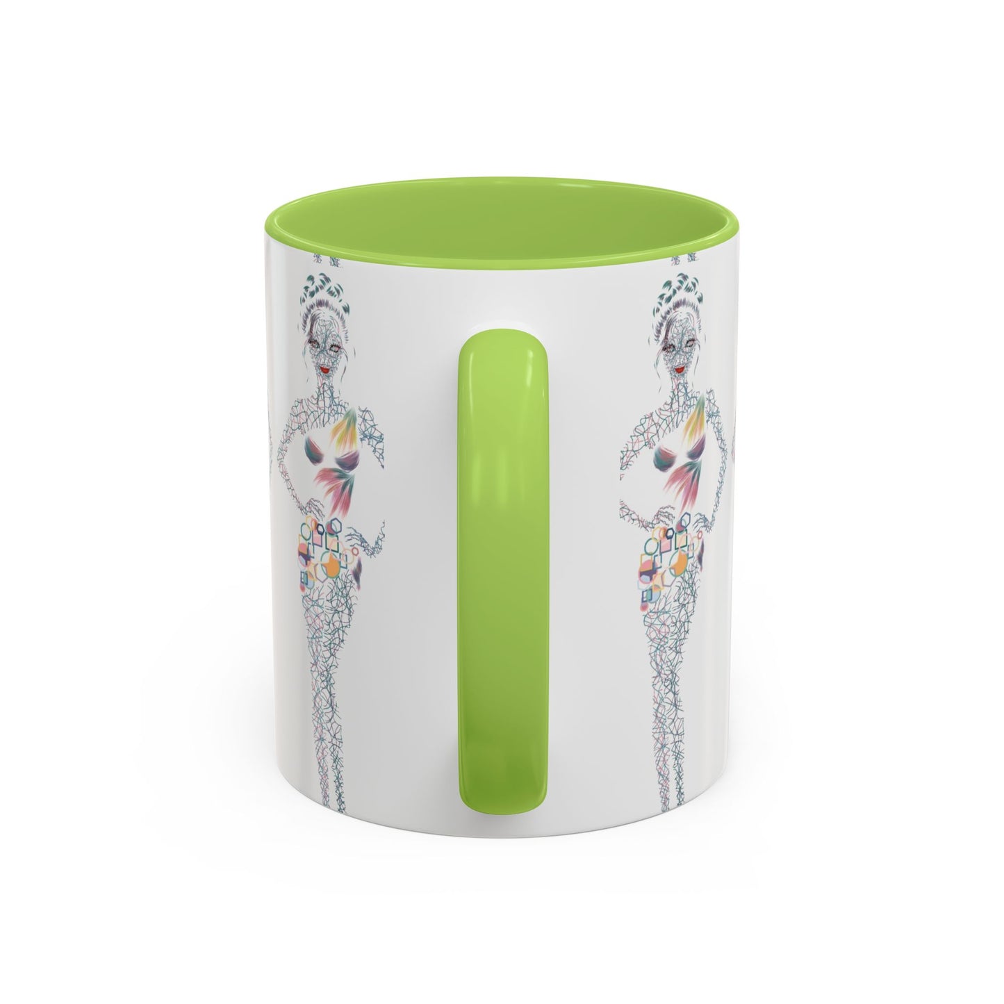 Fashion Illustration Accent Coffee Mug - Chic Floral Dress Sketch (11/15oz)