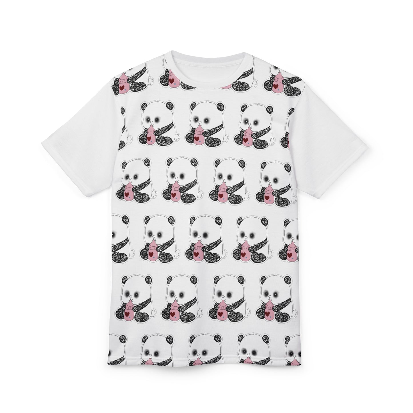 Cute Panda Holding Heart All-Over Print Tee
