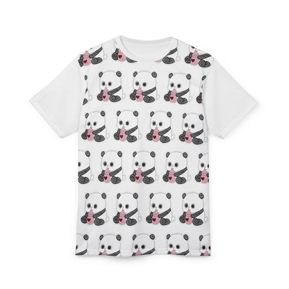 Cute Panda Holding Heart All-Over Print Tee