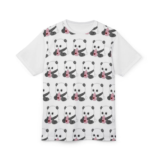 Cute Panda Holding Heart All-Over Print Tee