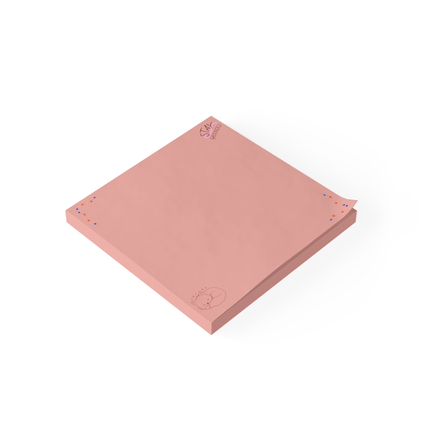 Cute Cat Pink Post-it® Note Pads – Star Doodles Sticky Notes for Desk Organization