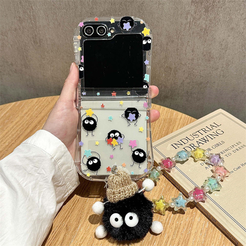 Jolie coque de téléphone pliable taille fine avec boule de charbon pour Samsung Galaxy Z Flip 4/5/6/7