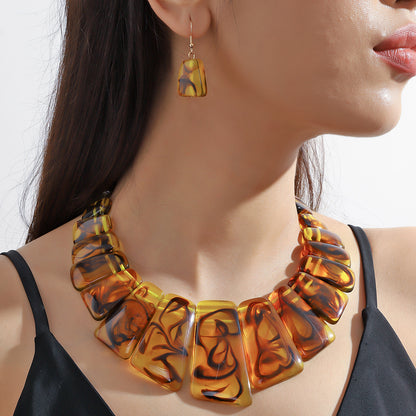 Three piece set with collarbone chain necklace and earrings for women