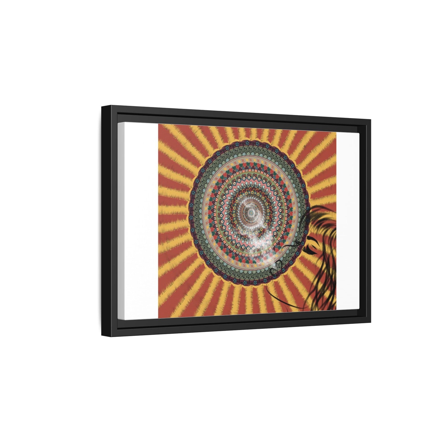 Psychedelic Mandala Sunburst Matte Canvas Framed