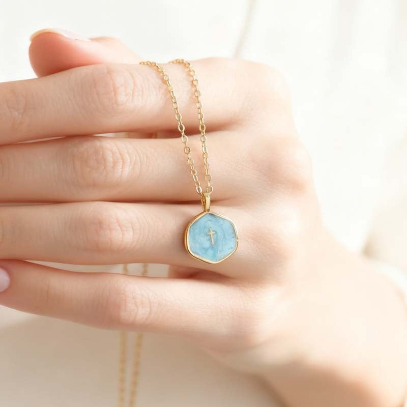 Collier Croix Goutte d'Huile Croix pour Femmes
