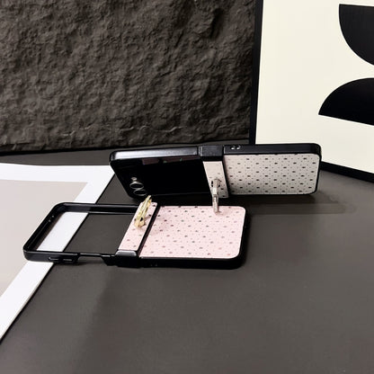 Compatible with Samsung Z Flip7 Glitter Star Ring Holder Metal Clip for Z Flip5/4 Phone Case Z Flip6 Leather Texture