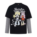Anime printed fake two-piece long sleeve