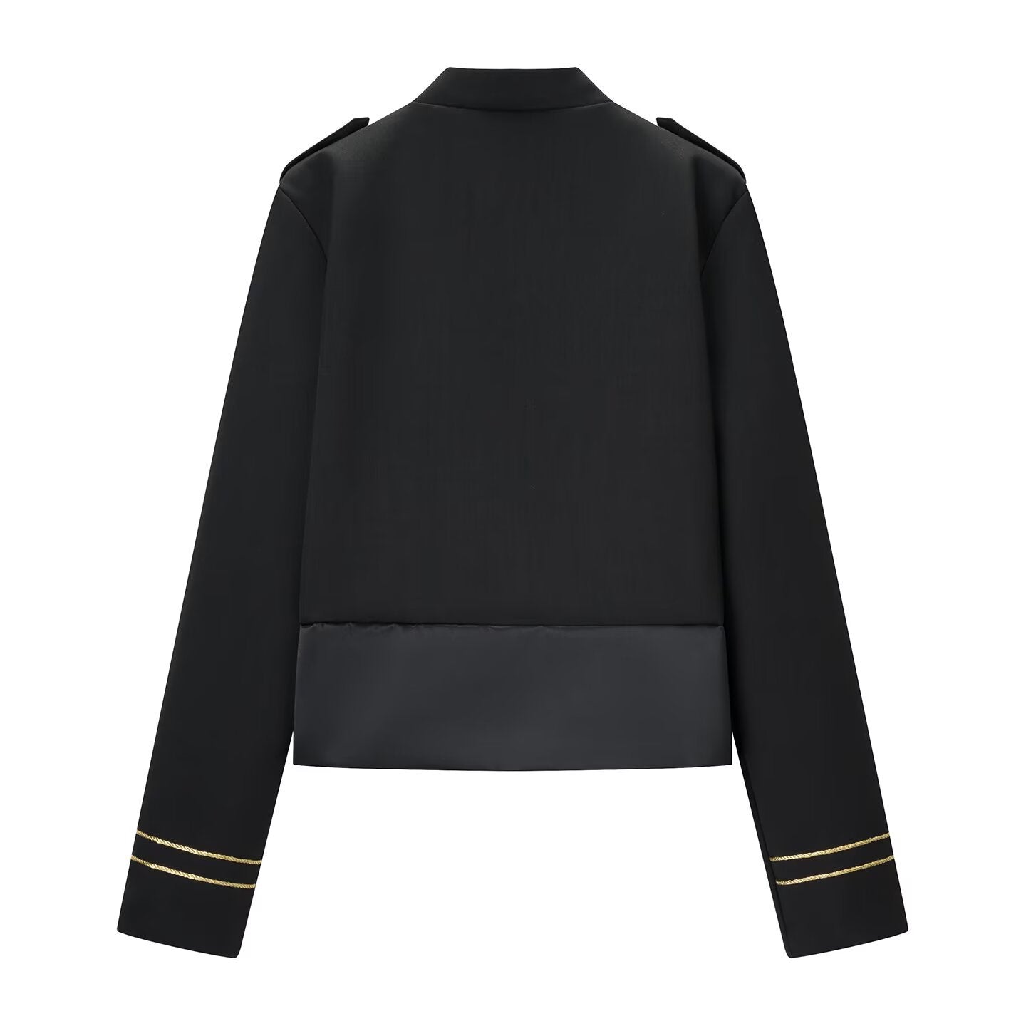 Stand up collar long sleeved knotted short jacket