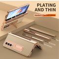 Coque de téléphone Samsung Fold3 pliable avec porte-stylo, étui de protection en cuir uni, antichute, tout compris, compatible FOLD2