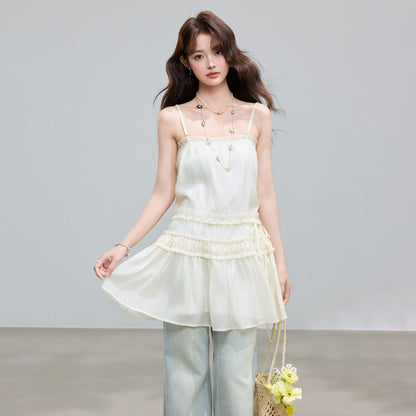 Lyocell Lace Trimmed Strap Dress Summer Design Layering Sleeveless Dress