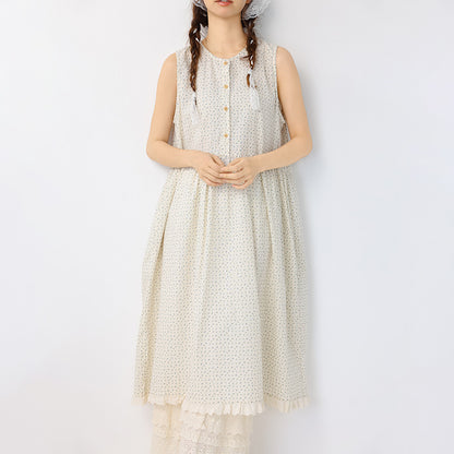 Loose floral round neck sleeveless vest dress
