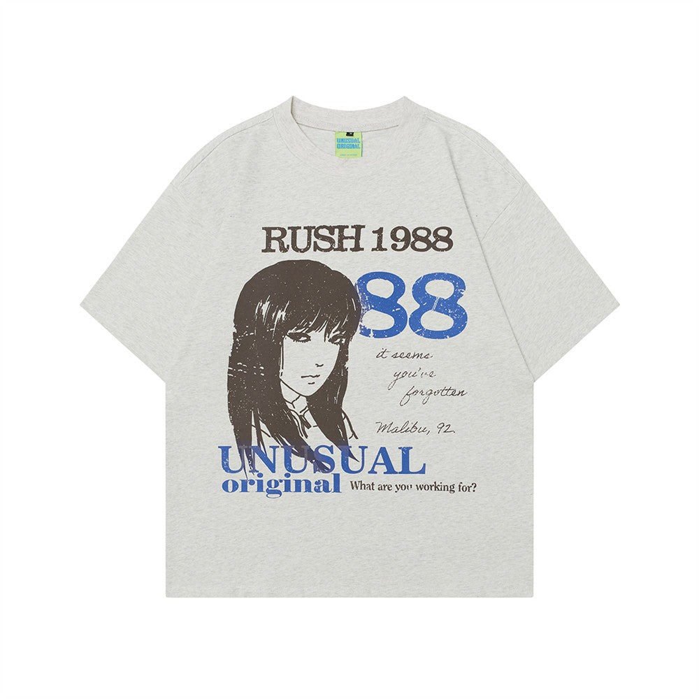 Anime portrait printed short sleeved shirt