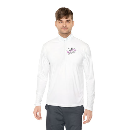 Quarter-Zip Pullover — 'Stay Cozy' Embroidered Chest & Sleeping Fox Back