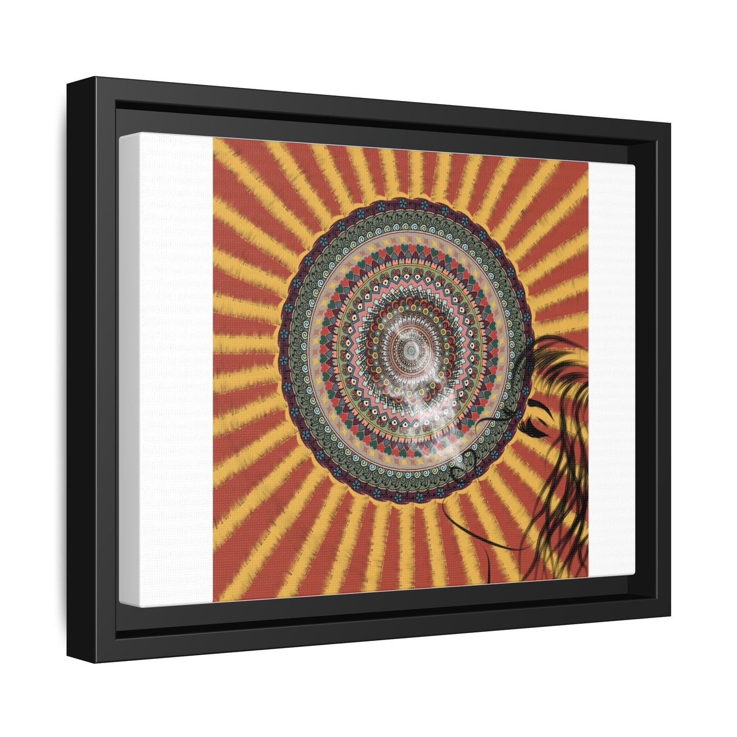 Psychedelic Mandala Sunburst Matte Canvas Framed