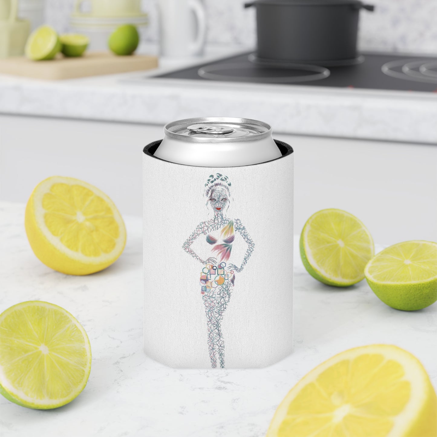 Tropical Fashion Illustration Can Cooler