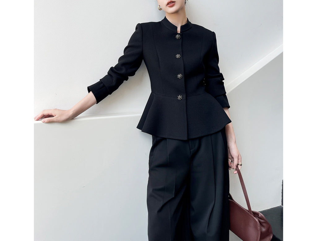 Spring New Black Blazer for Women, Multi-Season Stylish Lightweight Luxury Fitted Slimming Top