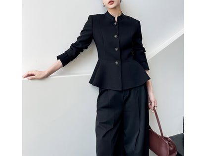 Spring New Black Blazer for Women, Multi-Season Stylish Lightweight Luxury Fitted Slimming Top