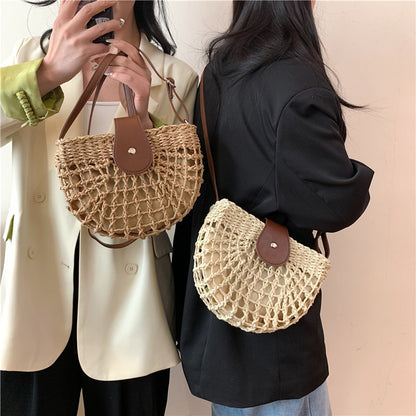 Straw woven bag women's beach bag crossbody shoulder bag armpit saddle bag