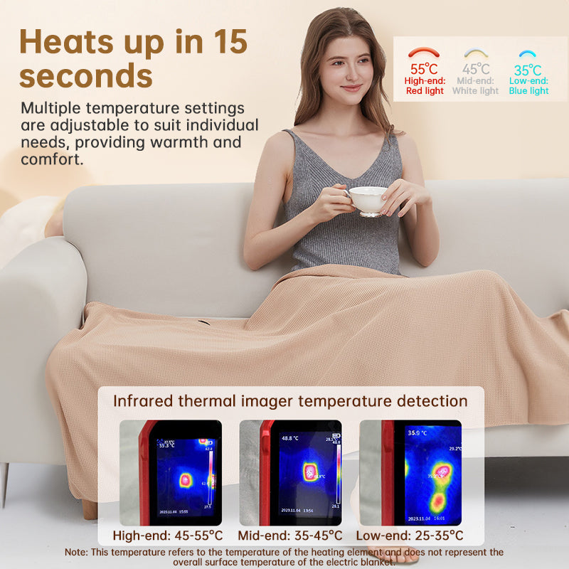 Copy of Portable USB electric blanket with 3 heat settings, machine washable design. Ideal for home, office, or travel use.
