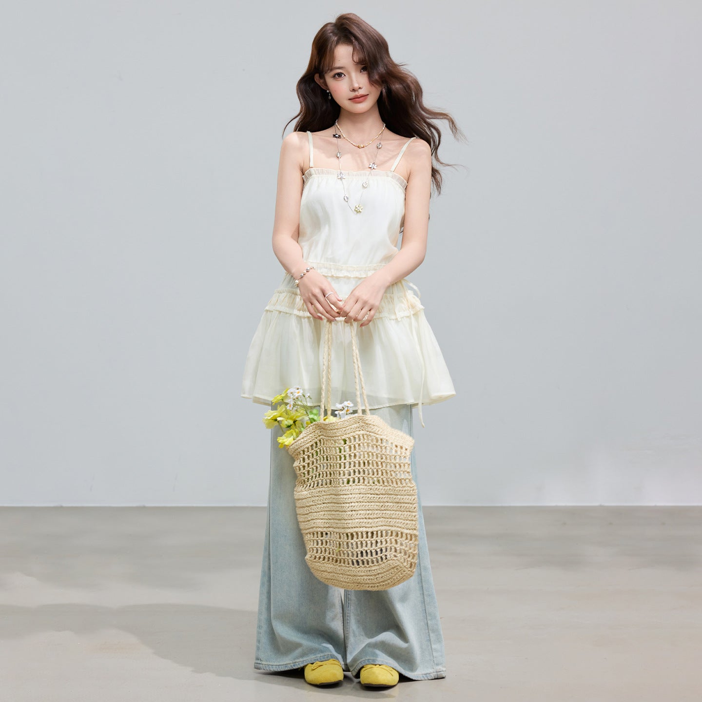 Lyocell Lace Trimmed Strap Dress Summer Design Layering Sleeveless Dress
