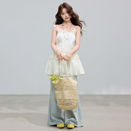 Lyocell Lace Trimmed Strap Dress Summer Design Layering Sleeveless Dress