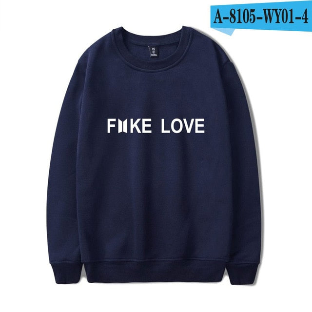 BTS Hoodies Women Kpop Fake Love Clothes Pullovers Casual Long Sleeve Sweatshirt Oversized Sweatshirt