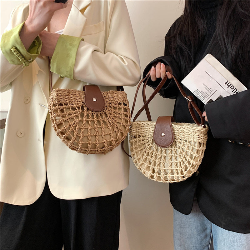 Sac tressé en paille pour femme, sac de plage, sac à bandoulière, sac à l'épaule, sac de selle sous le bras