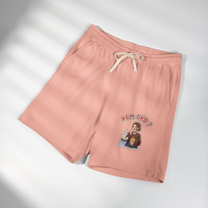 Cream Fleece Sweat Shorts with 'Kem Cho?' Cartoon Graphic