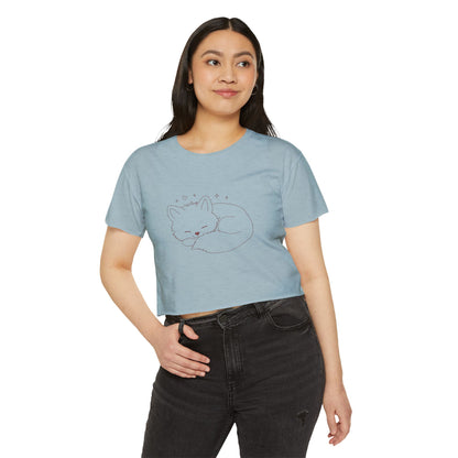 Cute Cat Crop Top — Pink Minimal Swirl Back Graphic