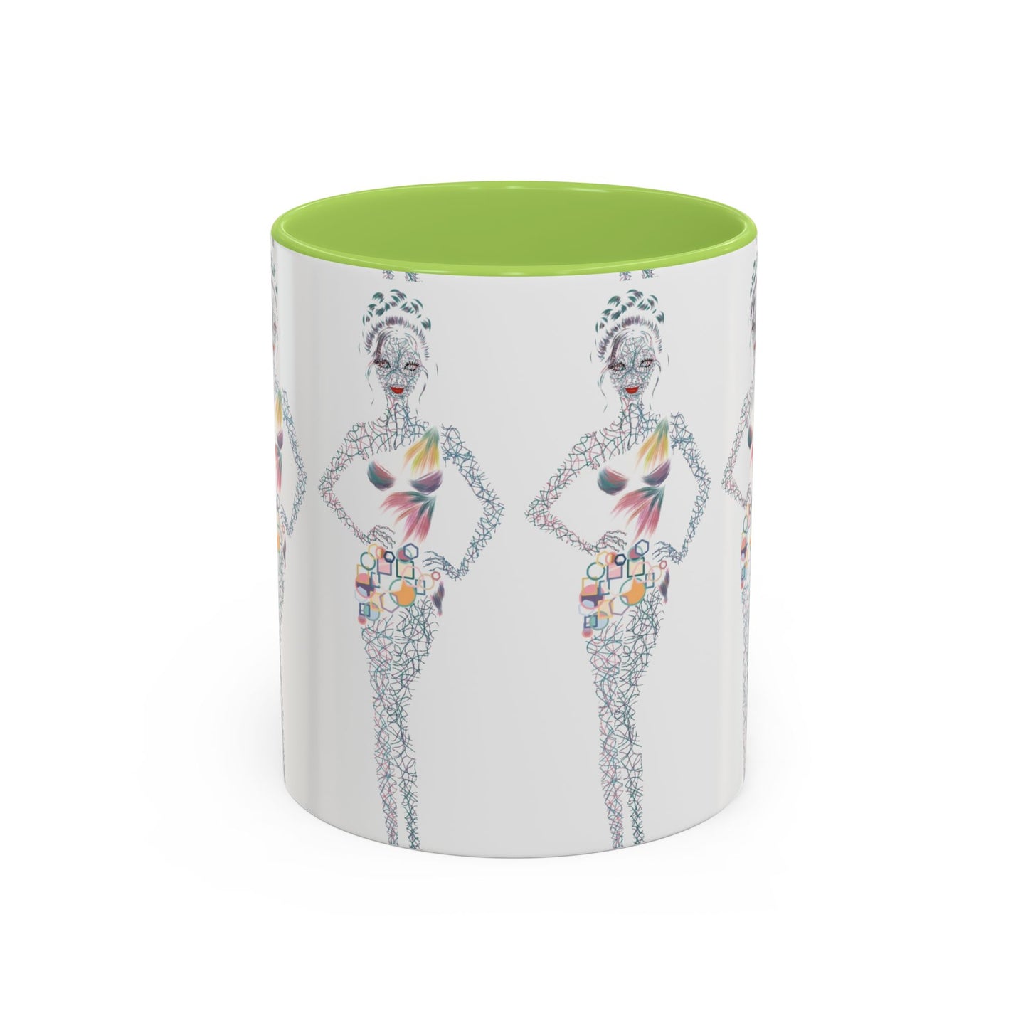 Fashion Illustration Accent Coffee Mug - Chic Floral Dress Sketch (11/15oz)