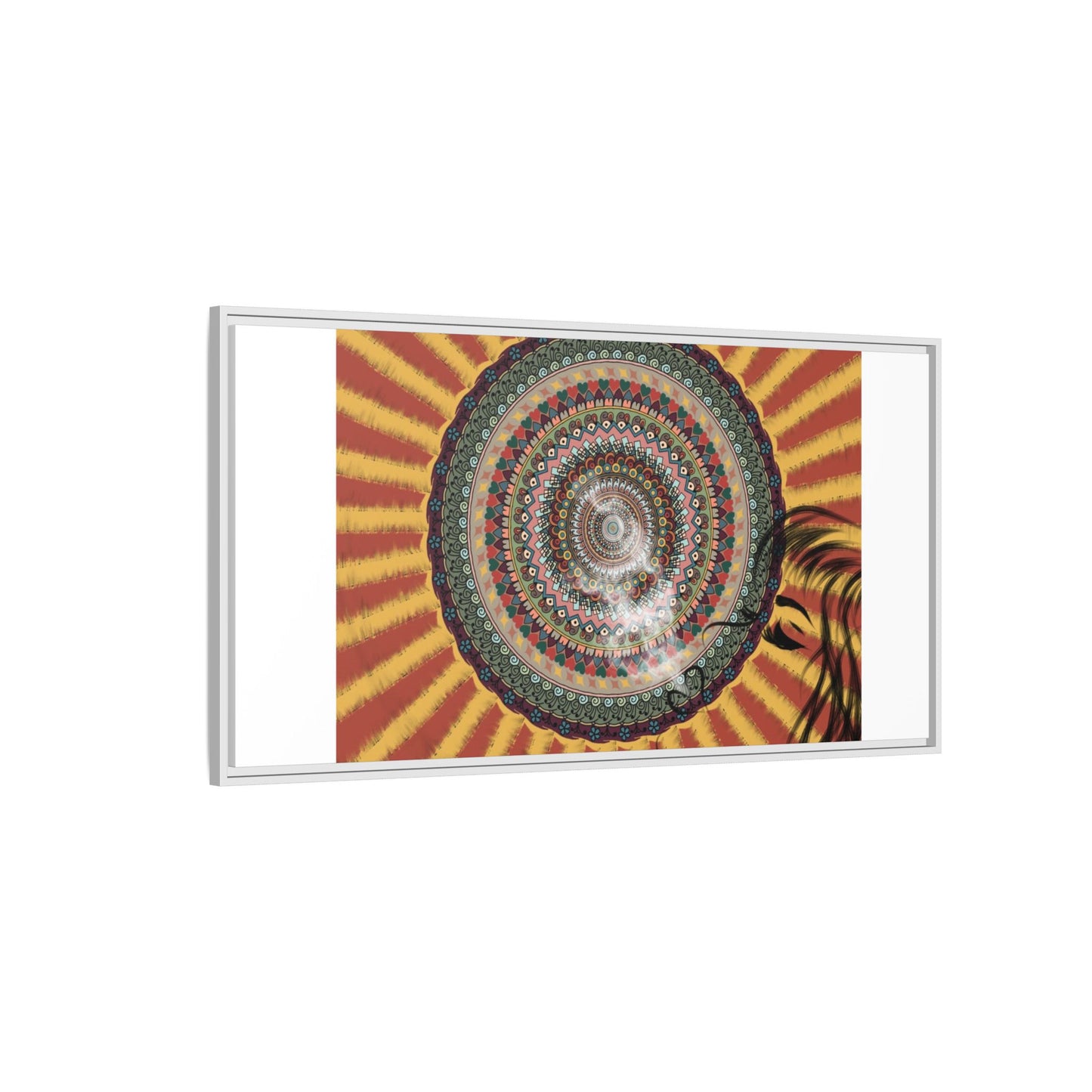 Psychedelic Mandala Sunburst Matte Canvas Framed