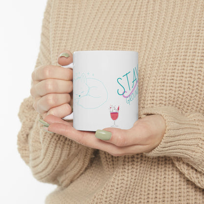 Stay Grounded  Cute Cat Ceramic Mug — Inspirational Coffee Cup with 'Stay Grounded' Design