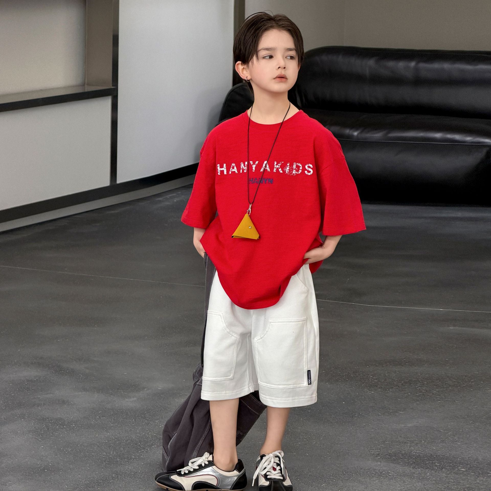 Boys' summer pure cotton short sleeved T-shirt