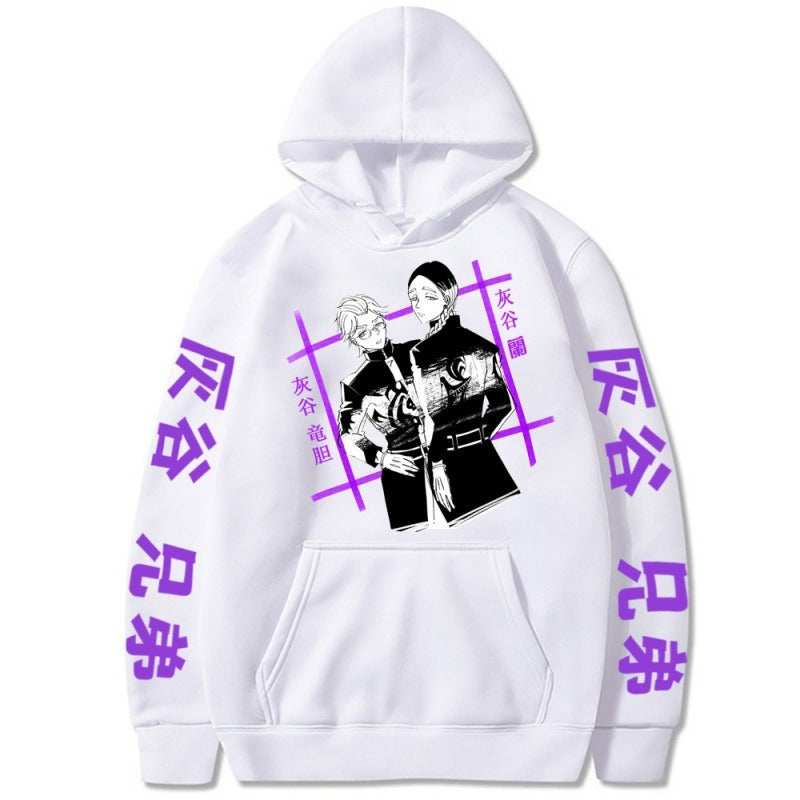 Tokyo Avengers Grey Valley Lan Anime Plush Loose Hooded Hoodie with Hat Anime Hoodie
