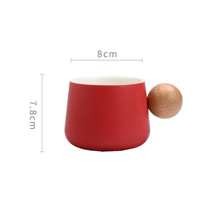 Ensemble tasse et soucoupe à café en céramique Tasses à expresso Poignée en bois de luxe léger Tasse à thé l'après-midi Tasses originales pour femmes Cadeaux de couple