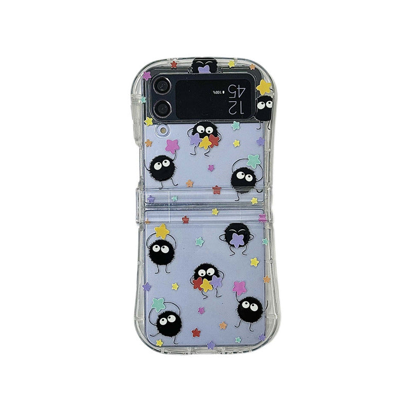 Jolie coque de téléphone pliable taille fine avec boule de charbon pour Samsung Galaxy Z Flip 4/5/6/7
