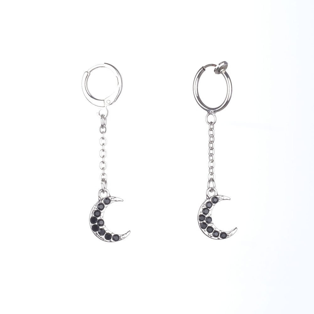 BTS Zheng Haoxi with the same full diamond moon earring pendant Korean version fashion jewelry for men and women