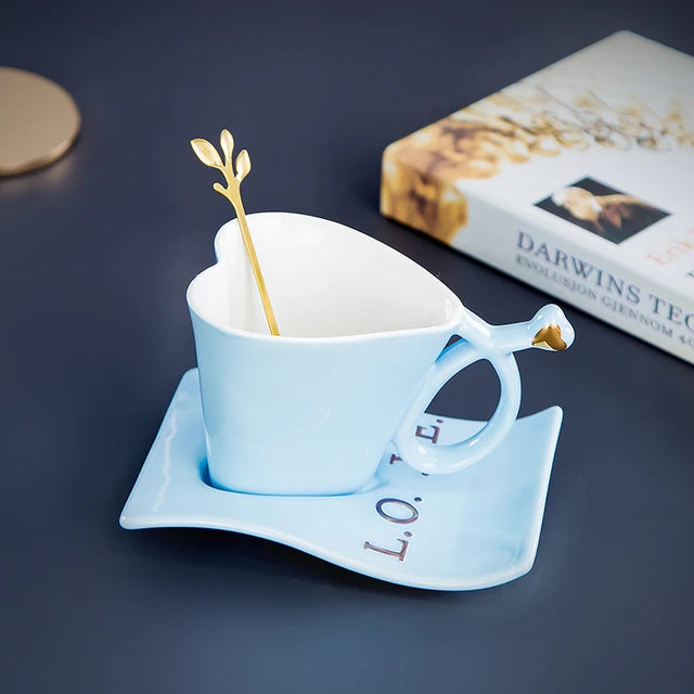 Tasse à café nordique, maison, luxe léger, tasses à oreilles, amour, en céramique, pour petit-déjeuner, ensemble de tasses à haute valeur, tasses à thé, vaisselle