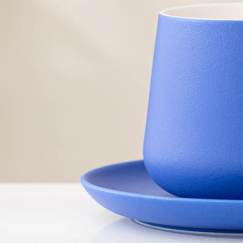 Ensemble tasse et soucoupe à café en céramique Tasses à expresso Poignée en bois de luxe léger Tasse à thé l'après-midi Tasses originales pour femmes Cadeaux de couple