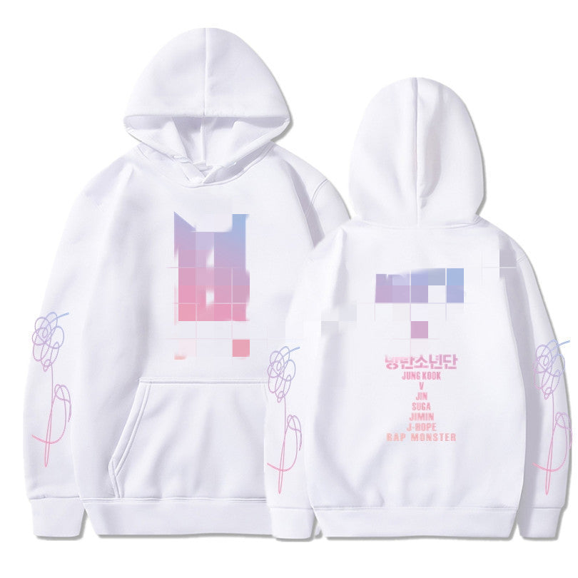 Hooded Sweatshirt with BTS Print for Men and Women, Casual Sports Style