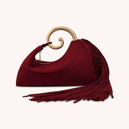 Copy of Vintage Winter Women's Bag - Fashionable Synthetic Suede Purse with Leather Tassels, Elegant Outdoor Travel Bag